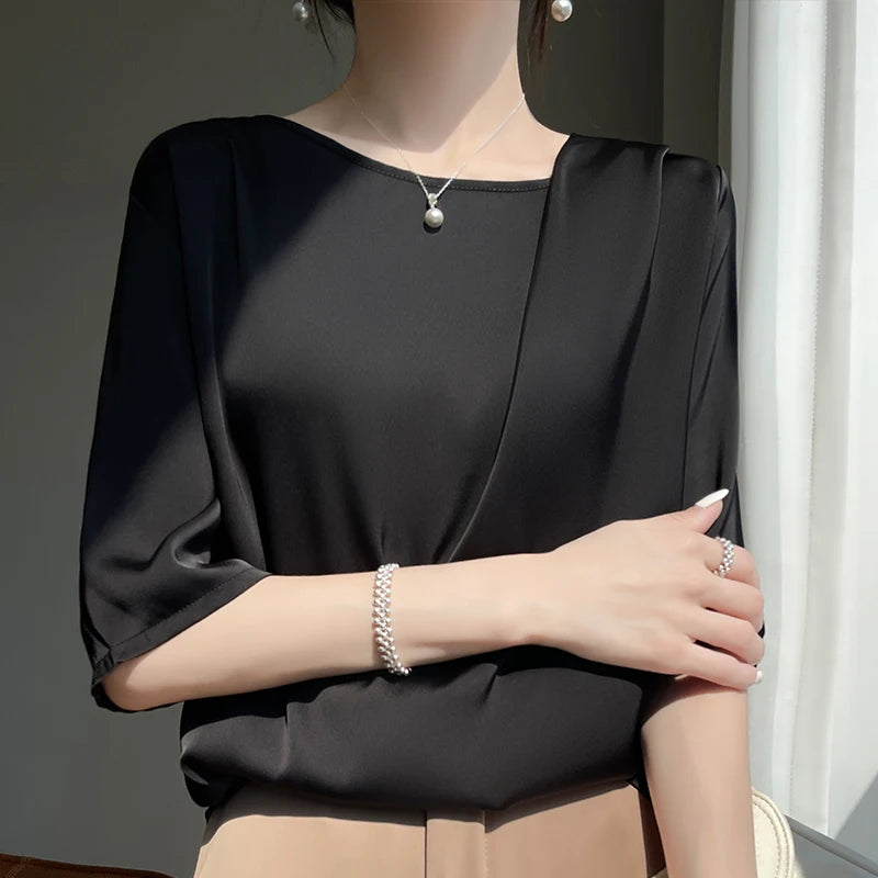 Silk Pleated T-shir